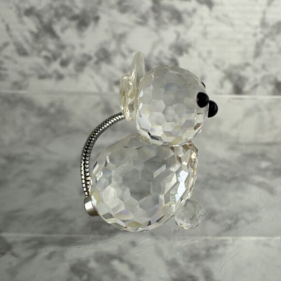 Vintage Swarovski Austrian Lead Crystal Faceted Cat With Posable Metal Tail - Picture 4 of 7